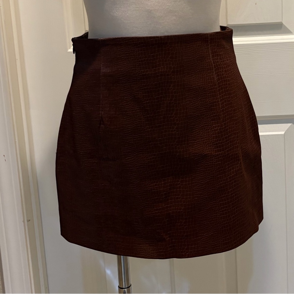 Nana Jacqueline Textured Brown Mini Skirt